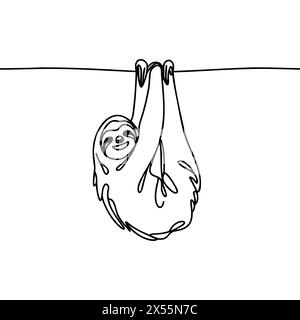 continuous line drawing of a sloth, line art vector illustration Stock ...