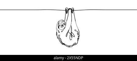 continuous line drawing of a sloth, line art vector illustration Stock ...