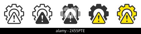 Gear error icon. System failure symbol. Vector illustration Stock Vector