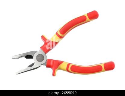 New combination pliers isolated on white. Construction tool Stock Photo