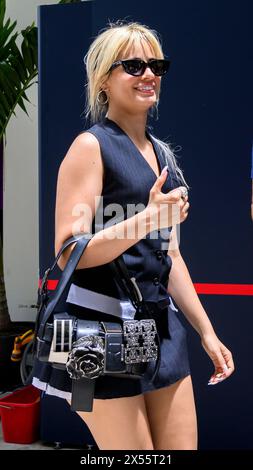 5th May 2024; Miami International Autodrome, Miami, Florida, USA; Formula 1 Crypto.com Miami Grand Prix 2024; Race Day; Cuban American singer and songwriter Camila Cabello smiles in the paddock before the start of the Miami Grand Prix Stock Photo