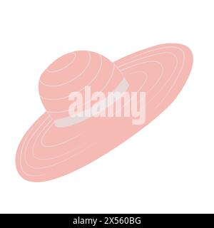 Pink trendy hat in flat style, barbiecore aesthetic. Vector sketch illustration isolated on white background, cute design elements. Stock Vector