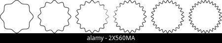 Circular badge zigzag pattern ,round line border border. Flat vector illustration isolated on white background. Stock Vector