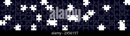 Jigsaw puzzle template with pieces arranged in a grid pattern framed. Flat vector illustration isolated on white background. Stock Vector