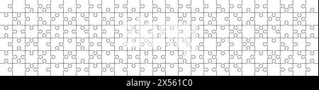 Jigsaw puzzle template pieces, pattern for game backgrounds. Flat vector illustration isolated on white background. Stock Vector