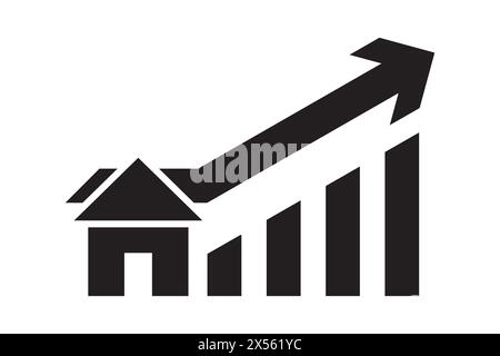 House growing graph icon. Vector illustration Stock Vector