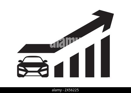 Car growing graph icon. Vector illustration Stock Vector