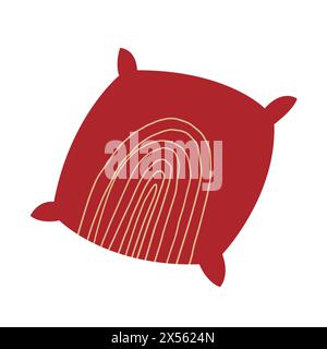 Red pillow icon with pattern in flat style isolated on white background. Sleep and rest symbol stock vector illustration. Cozy time concept. Stock Vector