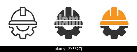 Construction helmet on the gear icon. Vector illustration Stock Vector
