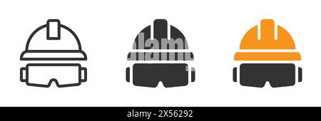 Protection glasses and hardhat icon. Vector illustration Stock Vector