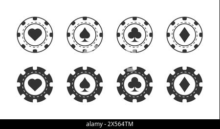 Casino Chips icons set.  Poker chip collection. Designed for web and software interfaces. Vector illustration Stock Vector