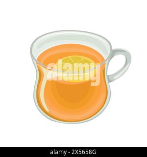 Cup of spicy ginger flavor tea, vector illustration in cartoon style isolated on white background. One of various herbal tea types. Print for design o Stock Vector