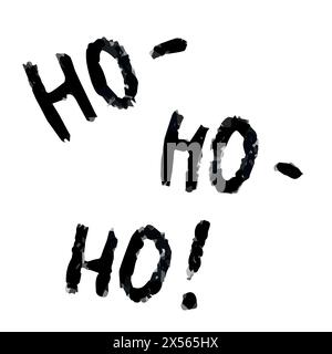 Ho-ho-ho text, hand drawn brush lettering. Holiday greetings quote isolated on white. Great for Christmas and New year cards, gift tags and labels, ph Stock Vector