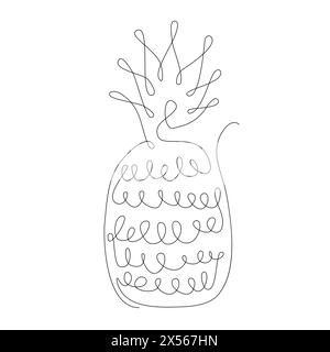 Pineapple in continuous line art drawing style. Pineapple minimalist black linear sketch isolated on white background. Vector illustration. Stock Vector