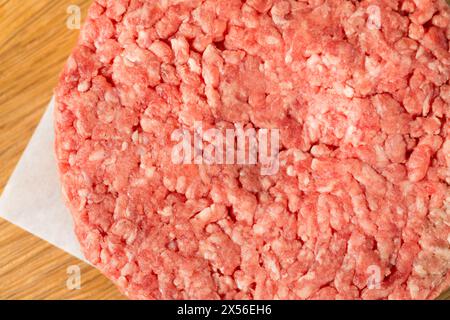 Raw Grass Fed Beef Hamburgers Ready to Cook Stock Photo