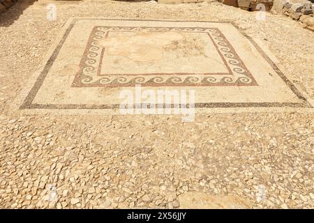 Mosaic floor in the ruins of the ancient city of Delos, Delos Island, Cyclades, Aegean Sea, Greece Stock Photo