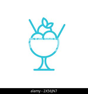 Delicious lemon sorbet with two spoons icon. Isolated on white background. From blue icon set. Stock Vector