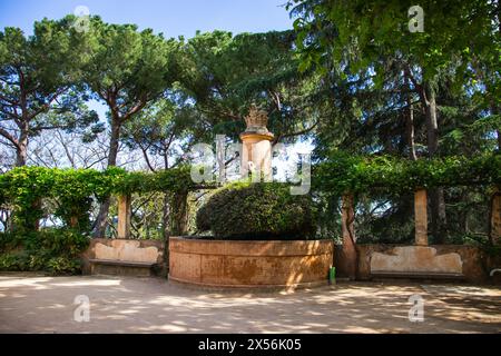 Neoclassical historical garden Parc del Laberint d'Horta,Barcelona,Spain,Sustainability,conserving the environment,Protecting biodiversity Stock Photo