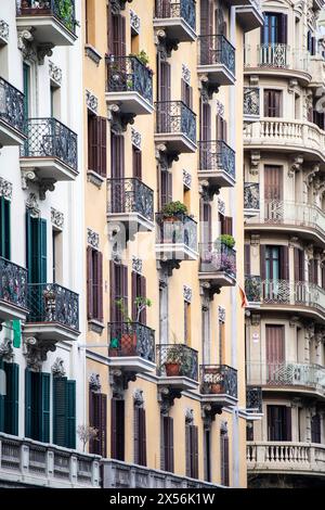 Architectural detail of an apartment building in Barcelona, Spain Stock Photo