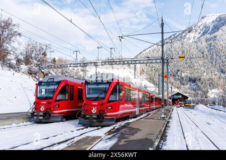 Filisur, Switzerland - January 9, 2024: Rhaetian Railway Train At The ...