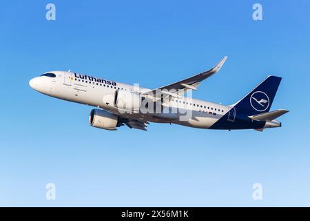 Lufthansa Airbus A320neo airplane Munich airport in Germany Stock