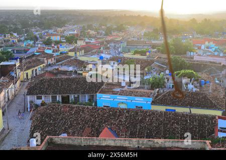 241 View from the San Francisco Church belfry to the W over Boca Street, traversing Real del Jigue Street in Plazuela del Jigue. Trinidad-Cuba. Stock Photo