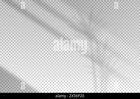Shadow blinds. Sun light from window. Overlay effect. Shade jalousie transparent. Isolated background. Window blind. Reflected shadows on wall Stock Vector