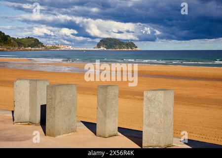 Beach, Zarautz, Gipuzkoa, Basque Country, Spain, Europe Stock Photo