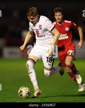 Milton Keynes Dons' Max Dean during the Sky Bet League Two play-off semi-final, first leg match at Broadfield Stadium, Crawley. Picture date: Tuesday May 7, 2024. Stock Photo