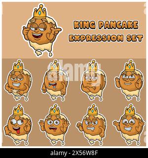 Pancake Expression set. Mascot cartoon character for flavor, strain, label and packaging product. Vector Illustration Stock Vector