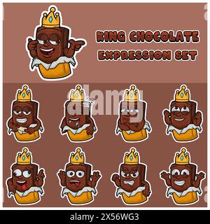 Chocolate Expression set. Mascot cartoon character for flavor, strain, label and packaging product. Vector Illustration Stock Vector