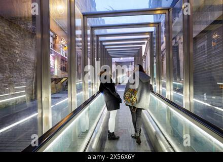 Moving walkway connecting old town with the city, Vitoria-Gasteiz, Araba, Basque Country, Spain, Europe Stock Photo