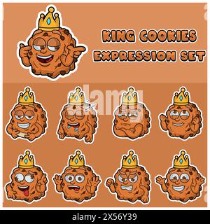 Cookies Expression set. Mascot cartoon character for flavor, strain, label and packaging product. Vector Illustration Stock Vector