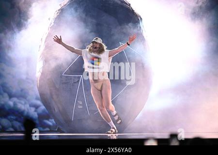 MALMÖ, SWEDEN 20240507Windows95man representing Finland with the song “No rules!” during the first semi-final of the 68th edition of the Eurovision So Stock Photo