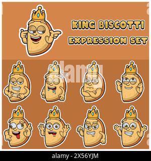 Biscotti Expression set. Mascot cartoon character for flavor, strain, label and packaging product. Vector Illustration Stock Vector