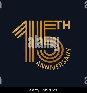 15 years anniversary logo design. 15th anniversary badge design with ribbon. Sign and symbol for celebrating company or business birthday. Company yea Stock Vector