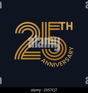 25 years anniversary logo design. 25th anniversary badge design with ribbon. Sign and symbol for celebrating company or business birthday. Stock Vector