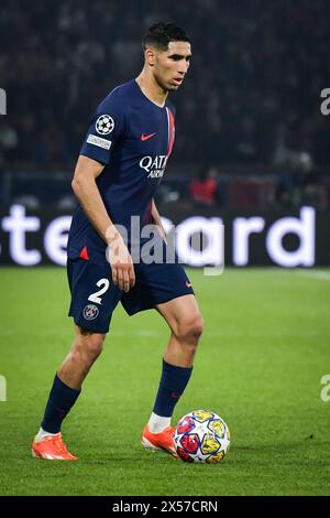 Paris Saint-Germain’s defender Achraf Hakimi fights for the ball during ...