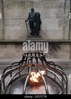The Tomb of the Unknown Revolutionary War Soldier in Washington Square Park in Philadelphia is marked by an eternal flame. Stock Photo