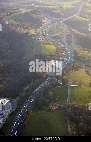 Freeway A8 and Highway N1, San Sebastián (Donostia), Gipuzkoa, Basque Country, Spain Stock Photo