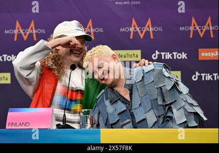 MALMÖ, SWEDEN 20240507Windows95man representing Finland with the song “No rules!” at the press conference for the entries that progressed to the final Stock Photo