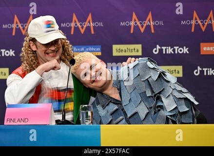 MALMÖ, SWEDEN 20240507Windows95man representing Finland with the song “No rules!” at the press conference for the entries that progressed to the final Stock Photo