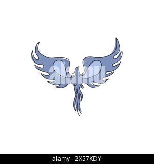 One single line drawing of luxury phoenix bird for company logo identity. Business corporation icon concept from animal shape. Modern continuous line Stock Vector