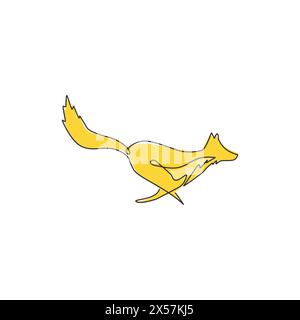 One single line drawing of cute fox company logo identity. City zoo icon concept. Dynamic continuous line draw design graphic vector illustration Stock Vector