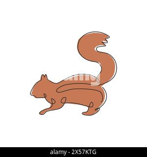 One single line drawing of cute squirrel for company logo identity. Business corporation icon concept from funny rodent animal shape. Trendy continuou Stock Vector