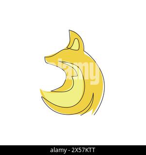 One continuous line drawing of cute fox business logo icon. Multinational company identity concept. Trendy single line graphic draw design vector illu Stock Vector