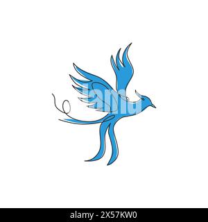 One single line drawing of luxury phoenix bird for company logo identity. Business corporation icon concept from animal shape. Dynamic continuous line Stock Vector