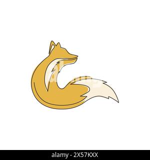 One single line drawing of cute fox company logo identity. City zoo icon concept. Dynamic continuous line draw design vector graphic illustration Stock Vector