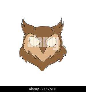 One single line drawing of elegant owl bird head for company logo identity. Symbol of education, wisdom, wise, smart, knowledge icon concept. Continuo Stock Vector