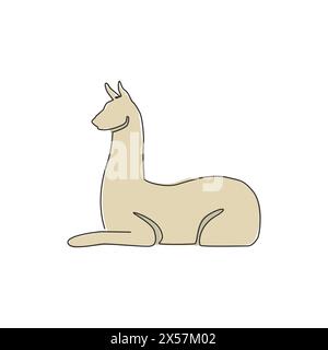 One single line drawing of cute llama for company logo identity. Business corporation icon concept from animals typical of South America. Continuous l Stock Vector